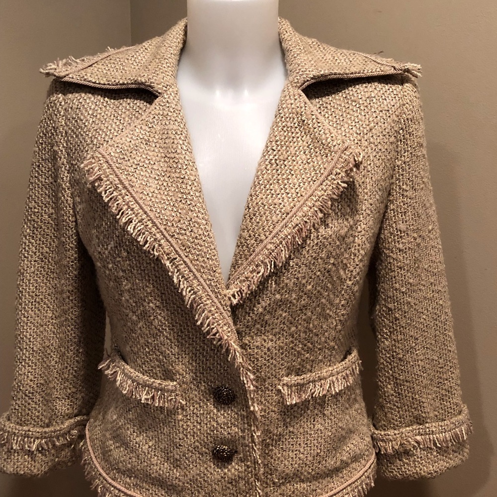 Wool tweed cropped blazer
